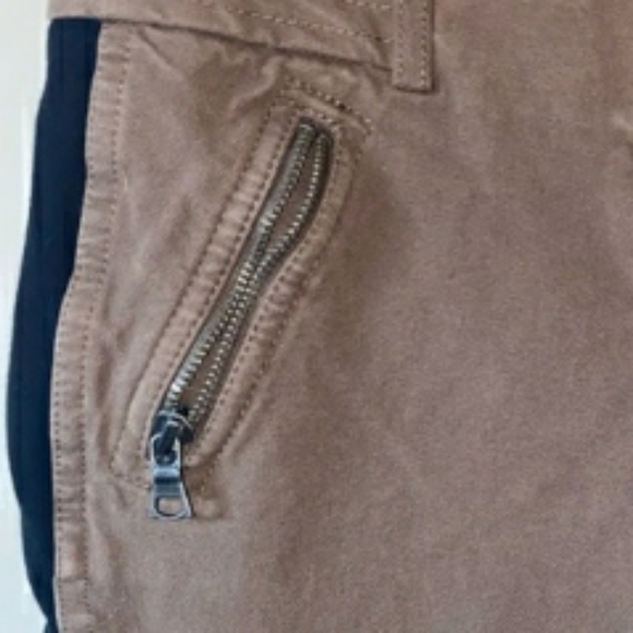 Express Taupe/Tan Straight Leg Tuxedo Side Stripe Riding Pants Zip Pockets 6 - Picture 3 of 8